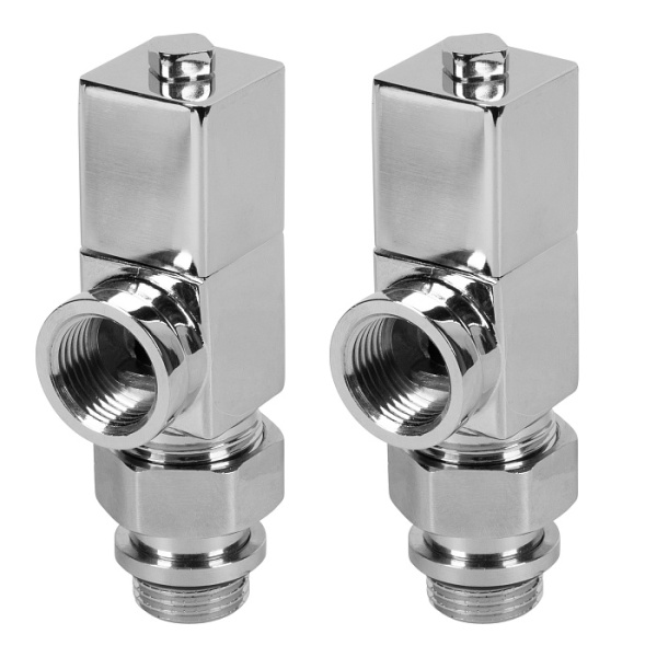 Набор дизайн-вентилей CUBE, осевой (хром) 1/2" Royal Thermo