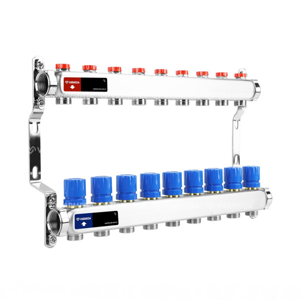 Коллекторная группа (без расходомеров) 9 выходов 1"x3/4"ЕК VARMEGA