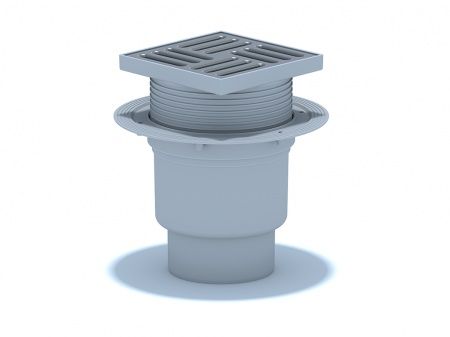 Трап прямой D50 нерж. реш. 150*150 "Сухой" NOVA Plastic