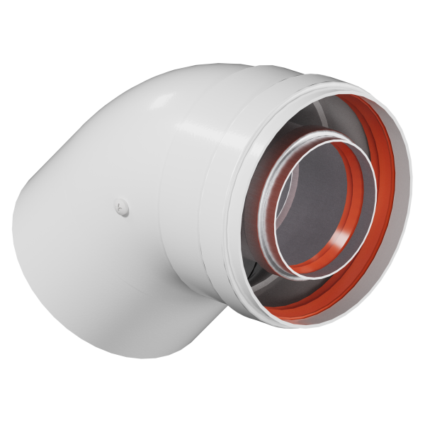 Отвод коаксиальный 60/100 45 гр. (мама/папа)