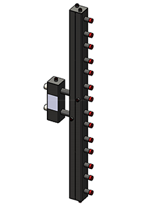 Гидроразделитель с коллектором вертикальный, односторонний, 6 контуров, до 70 кВт