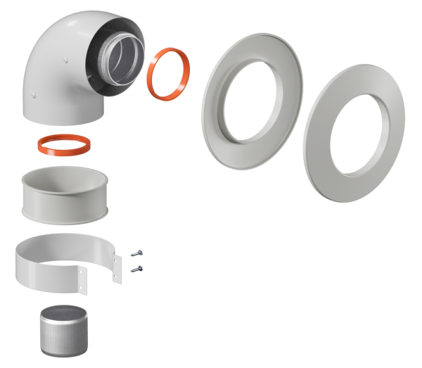 Отвод коаксиальный 60/100 стартовый (хомут, втулка) KRATS