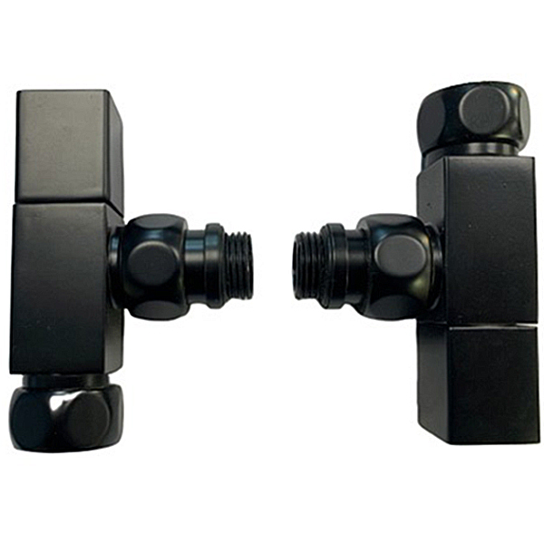 Кран для полотенцесушителя 1"x3/4" ВН прямой (чёрный, 2 шт.)