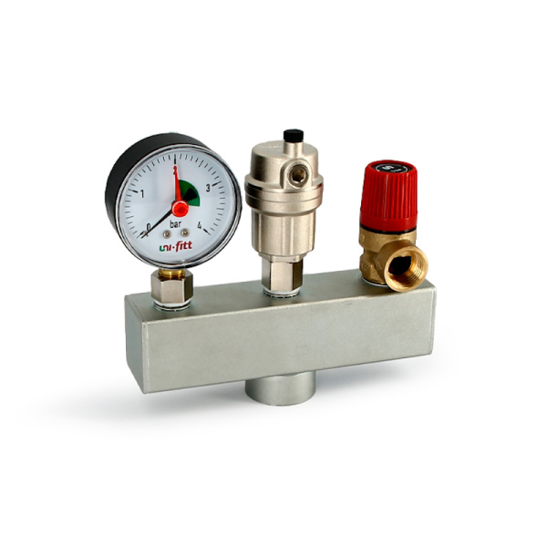 Группа безопасности котла 1" (до 50 кВт, 3 бар, сталь) UNI-FITT