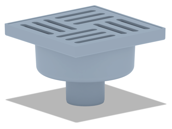 Трап прямой D50 пласт. реш.150х150 "сухой" серый