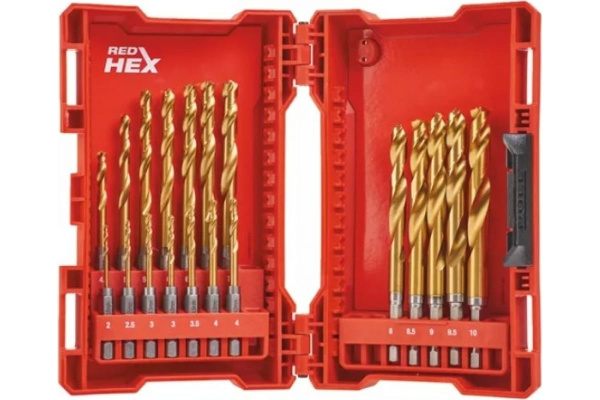 Набор сверл по металлу RedHEX HSS-G TiN (19 шт.) Milwaukee