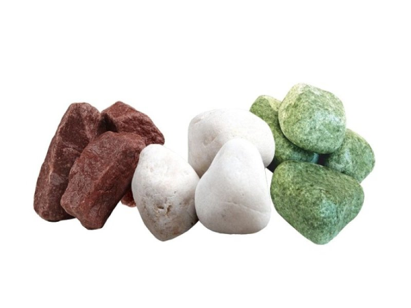 Камень Микс Премиум (кварц, яшма, жадеит; колотый, ведро 15 кг, фракция 70-150 мм)