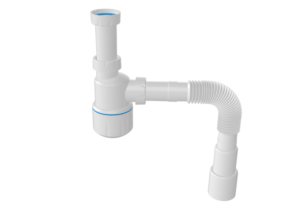 Сифон 1 1/4* 40/50 с гофрой  для умывальника без выпуска, гайка 32 мм NOVA Plastic