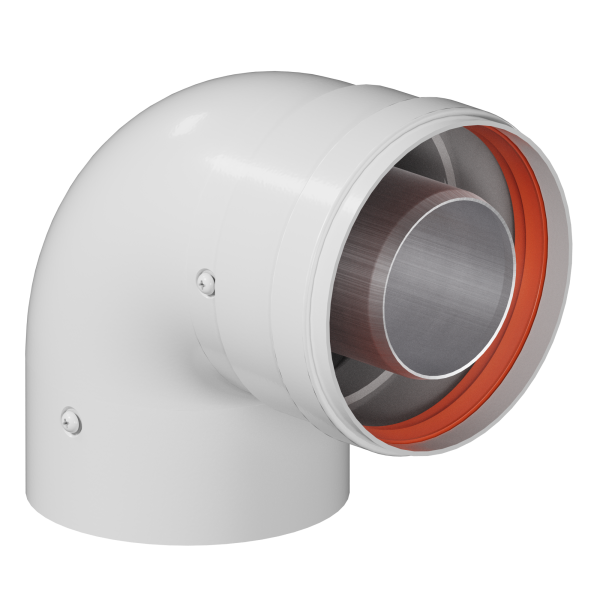 Отвод коаксиальный 60/100 90 гр. (мама/папа) KRATS