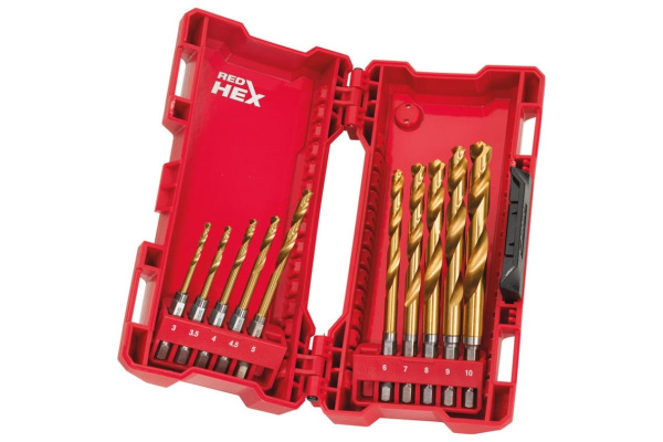 Набор сверл по металлу RedHEX HSS-G TiN (10 шт.) Milwaukee