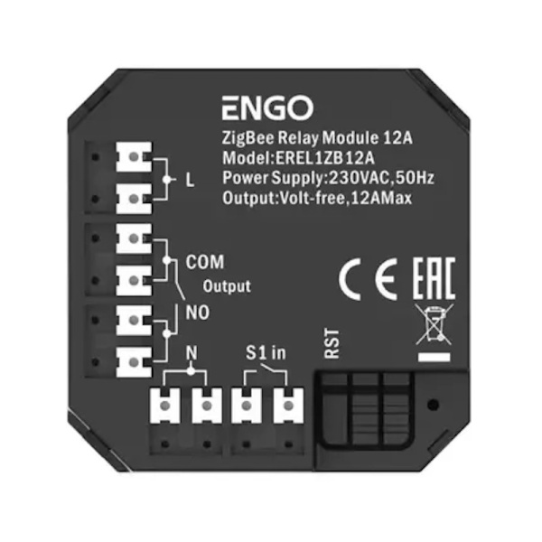 Модульное реле ZigBee (12A, сухой контакт) ENGO