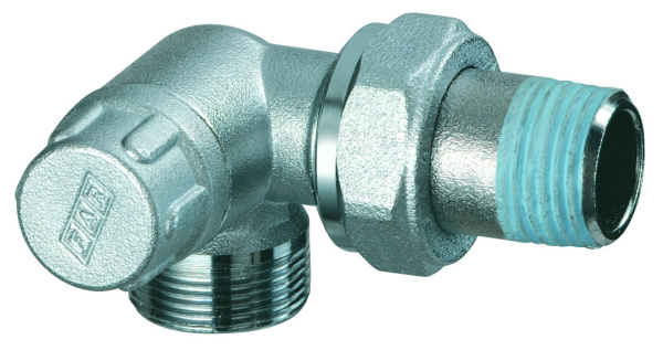 Вентиль запорный трехосевой, левовосторонний, НР М24х19 х 1/2" FAR