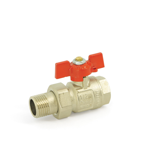 Кран шар.америк. 1/2" баб.красная UNI-FITT полнопроходной