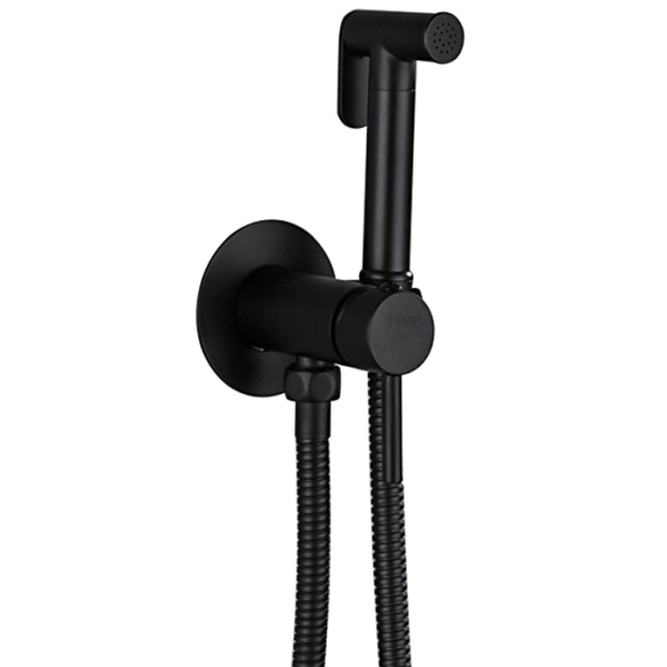 Смеситель с гигиеническим душем (встраиваемый, округлый, чёрный) FRAP