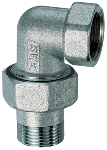 Угловой 3-х разъемный фитинг 1" (американка-НР) с PTFE уплотнением FAR