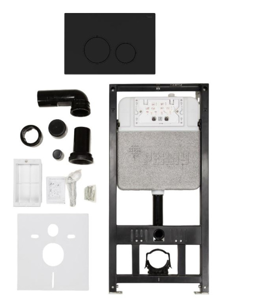 Инсталляция для подвесного унитаза РЕХАУ NOVAFLOW с круглыми клавишами пластик, чёрный, матовый