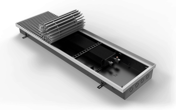 Конвектор внутрипольный ВИТРОН ВК.075.300.1700.4ТГ б/вентилятора  цвет-серебро