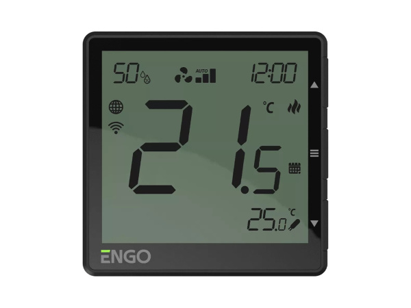 Термостат комнатный ENGO EFAN (встраиваемый, Wi-Fi, программируемый, черный)