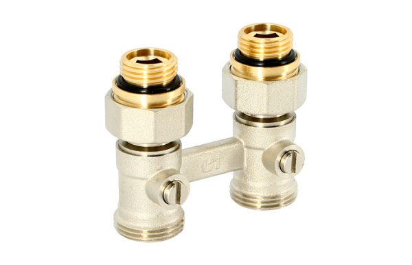 Узел прямой НН 1/2х3/4 ЕК радиаторный (со встроенными вентилями, с ниппелями) UNI-FITT