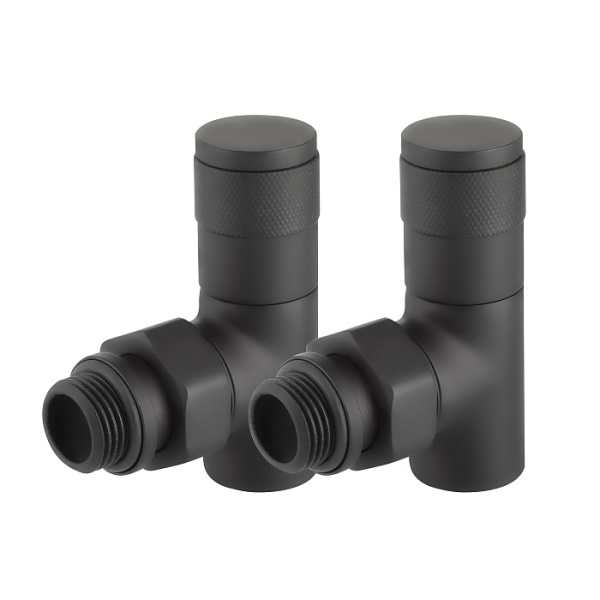 Набор дизайн-вентилей PIANO, угловой (черный) 1/2" Royal Thermo