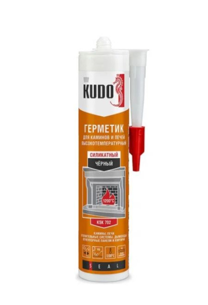 Герметик термостойкий KUDO +1200°C черный для печей и каминов (280 мл.)