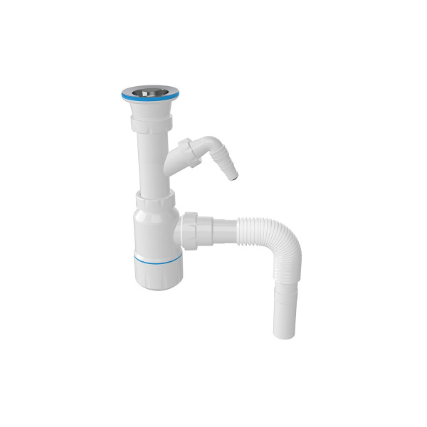 Сифон 1 1/2* 40/50 для умывальника с отводом для стир.машины с пробкой NOVA Plastic