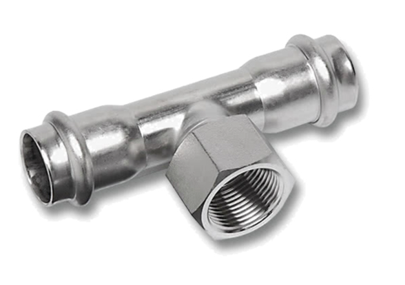 Тройник пресс-В 28х1/2"х28 (нерж. сталь) 
