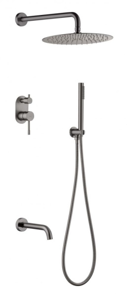 Комплект смесителей для ванны с верхним душем и изливом, графит BOHEME Uno  