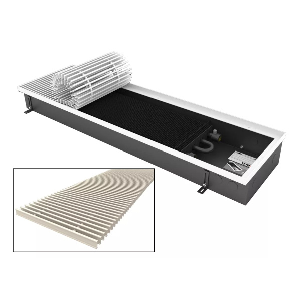 Конвектор внутрипольный ВИТРОН ВК.090.200.900 2ТГ б/вентилятора  цвет-серебро