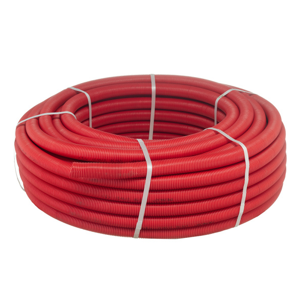 Труба металлопластиковая в красной гофре 26x3,0 STANDARD (50 м) PEXc-AL-PEXc HENCO