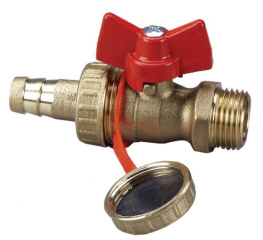 Кран шаровой DN15 1/2" НР (штуцер для шланга и заглушкой) HERZ