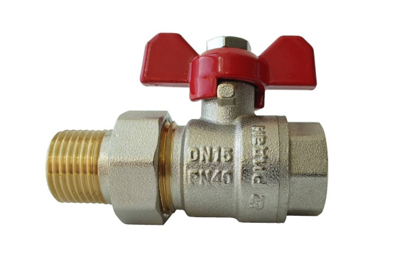 Кран шаровый 1/2" ВН (американка, бабочка) PN40 BVR-FR Ридан