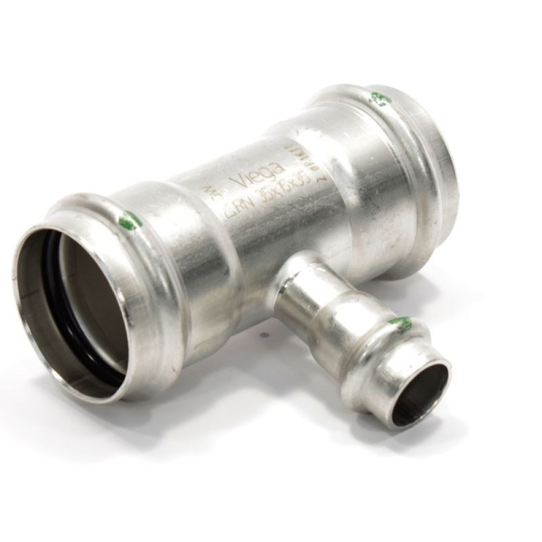 Тройник ред. пресс 35х22х35 (нерж. сталь) VIEGA