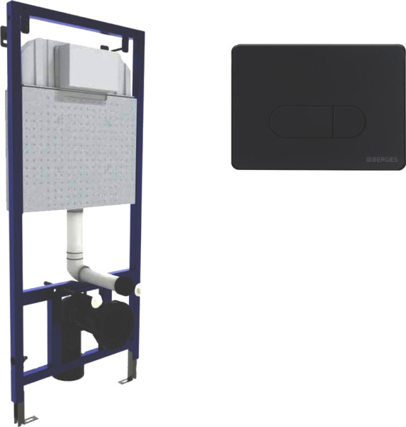 Инсталляция для подвесного унитаза NOVUM кнопка D5 Soft Touch черная 040235 BERGES