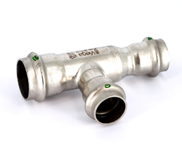 Тройник ред. пресс 28х22х22 (нерж. сталь) VIEGA