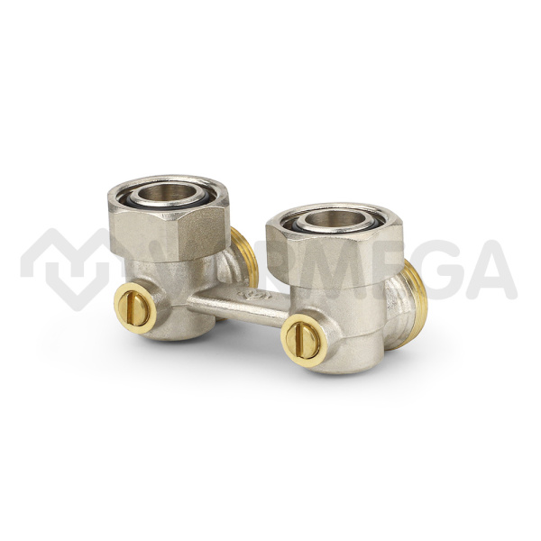 Узел угловой НВ 3/4"ЕК х 3/4"ЕК радиаторный (со встроенными кранами, 2-трубная система) VARMEGA