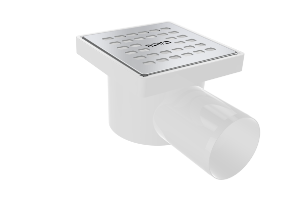 Трап боковой D50 нерж. реш. 100*100 "Сухой" NOVA Plastic