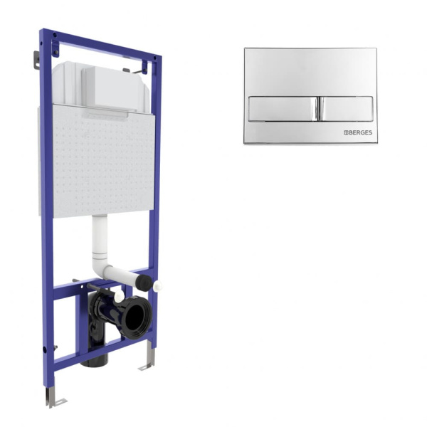 Инсталляция для подвесного унитаза NOVUM кнопка L3 хром глянец 040213 BERGES