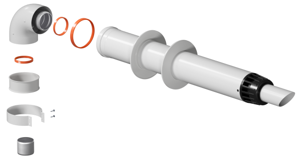 Комплект коаксиального дымохода АНТИЛЁД 60/100 (хомут, втулка) KRATS