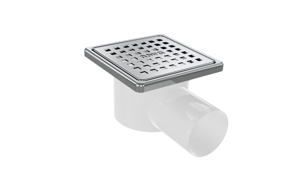 Трап боковой D50 нерж. реш. 100*100 "Сухой" с рамкой NOVA Plastic