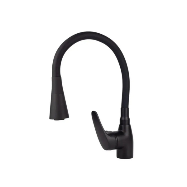 Смеситель для кухни, латунь, черный, картридж D40, гайка, черный излив Sanday БЕЗ ПОДВОДОК