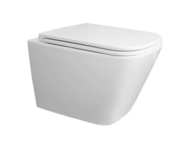 Унитаз подвесной безободковый,торнадо скрытое,сиденье микролифт 490*355*365 TERAMO  Azario