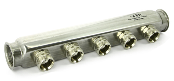 Коллектор ВВ 1"x3/4"ЕК (м/ц 50мм, нерж.) 4 выхода UNI-FITT