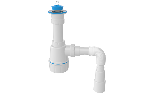 Сифон 1 1/2* 40/50 с гофрой для мойки,вып.70мм разборн.L-190-260 мм NOVA Plastic