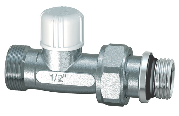 Вентиль запорный, прямой, НР М24х19 х 1/2" с прокладкой из EPDM FAR