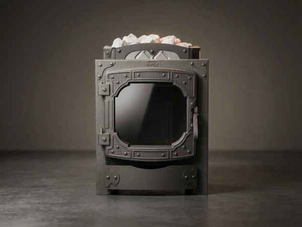 Печь для бани Былина-18 Ч Панорама (1.3) (дверь в комплекте)