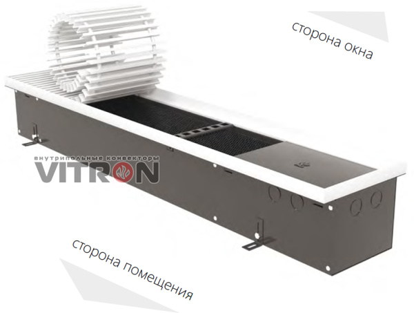 Конвектор внутрипольный ВИТРОН ВК.150.200.3000.4ТК б/вентилятора  цвет-серебро 