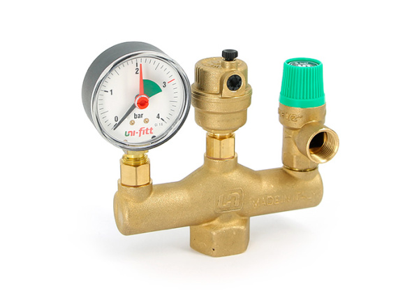 Группа безопасности котла 1" (до 50 кВт, 3 бар, латунь) UNI-FITT