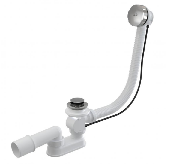 Слив-перелив полуавтомат для ванны 40/50 x 570 мм, металл, хром AlcaPlast