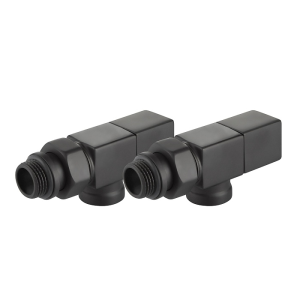 Набор дизайн-вентилей CUBE, осевой (черный) 1/2" Royal Thermo